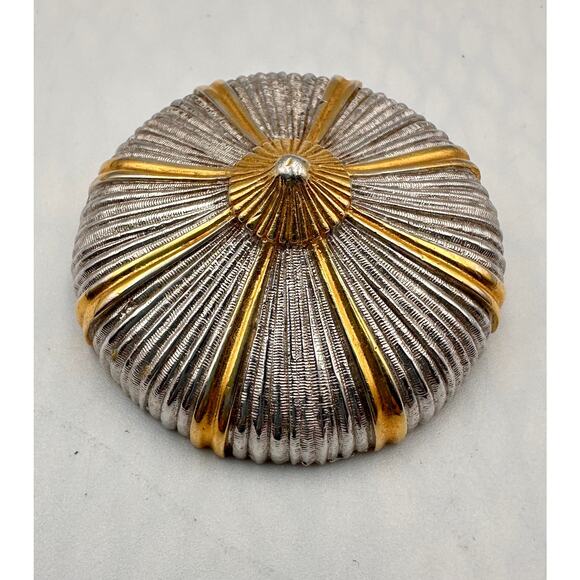 Vintage Park Lane Silvertone & Goldtone Round Dome Brooch Pin - Picture 1 of 5